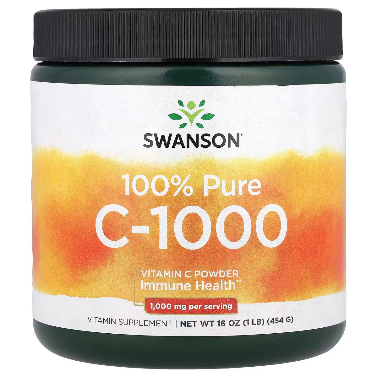 Swanson 100% Pure Vitamin C-1000 Powder – 1,000 mg per Serving, 454 g